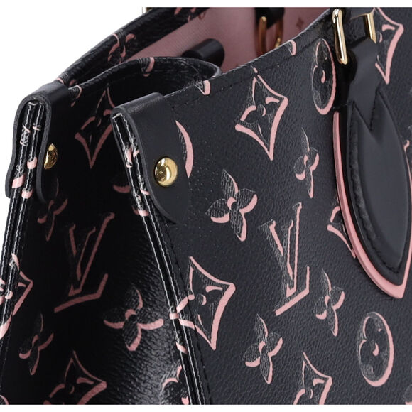 Louis Vuitton Onthego MM Monogram Tote Bag M46154 Noir Monogram Watercolor Pink - Picture 9 of 14